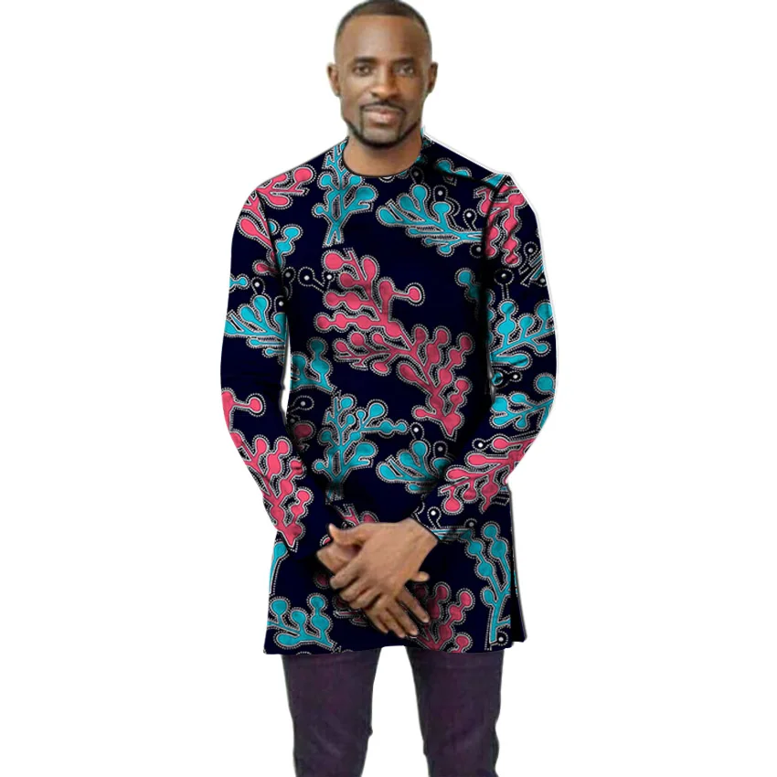 Африканская одежда мужская рубашка облегающие топы с принтом из Анкары и круглым