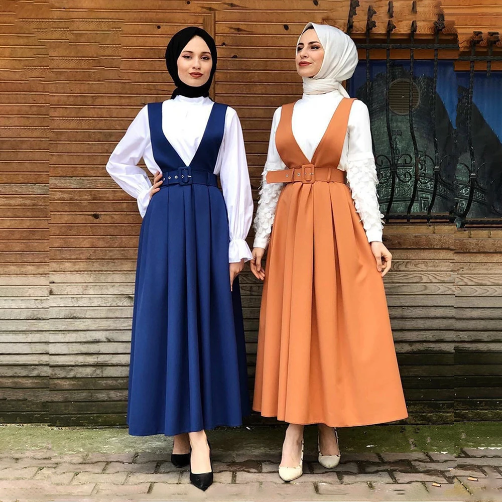 

New Fashion Sash Fall Turkey Women Muslims Abaya African Dresses For Women Latest Designs Muslim Women Muslim Dresses LSM117