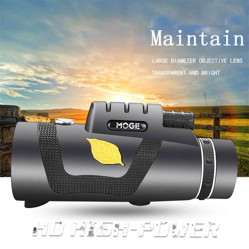Telescopio Monocular profesional potente, accesorio con Zoom HD, visi&oacute;n nocturna opcional, ideal para senderismo y acampada, 12x50-0