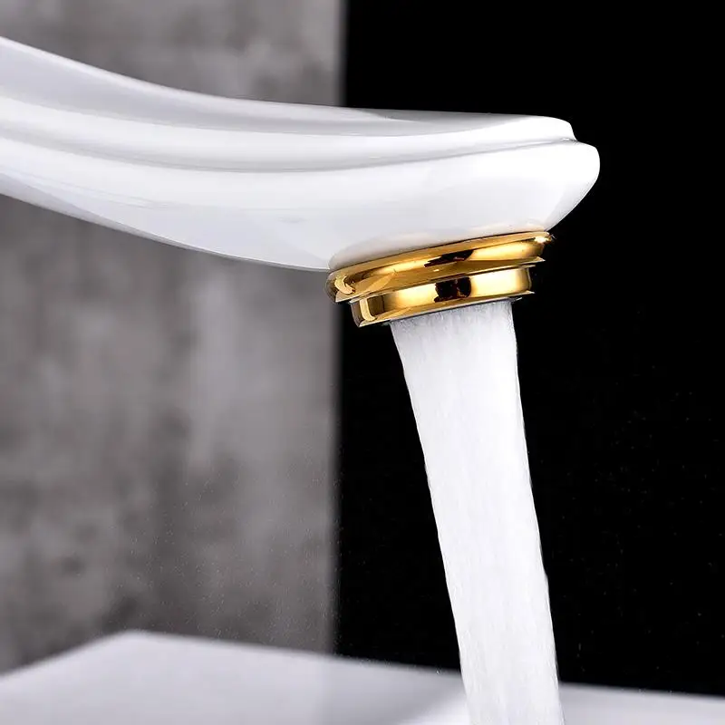 Кран для раковины кран ванной комнаты латунный белый золотой черный с одной
