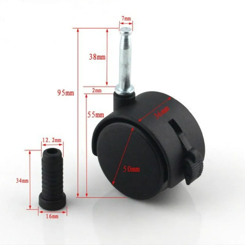 Ролики пластиковые для мебели поворотные колесики 2 дюйма или 1 5 с тормозом