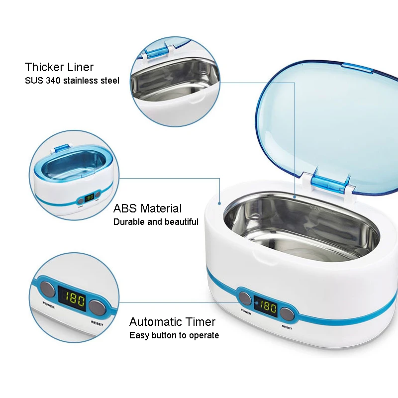 

Digital Ultrasonic Cleaner Washer Bath Tank Basket Watches Glasses Jewelry Denture Mini Ultrasound Wave Cleaning Machine 50W EU