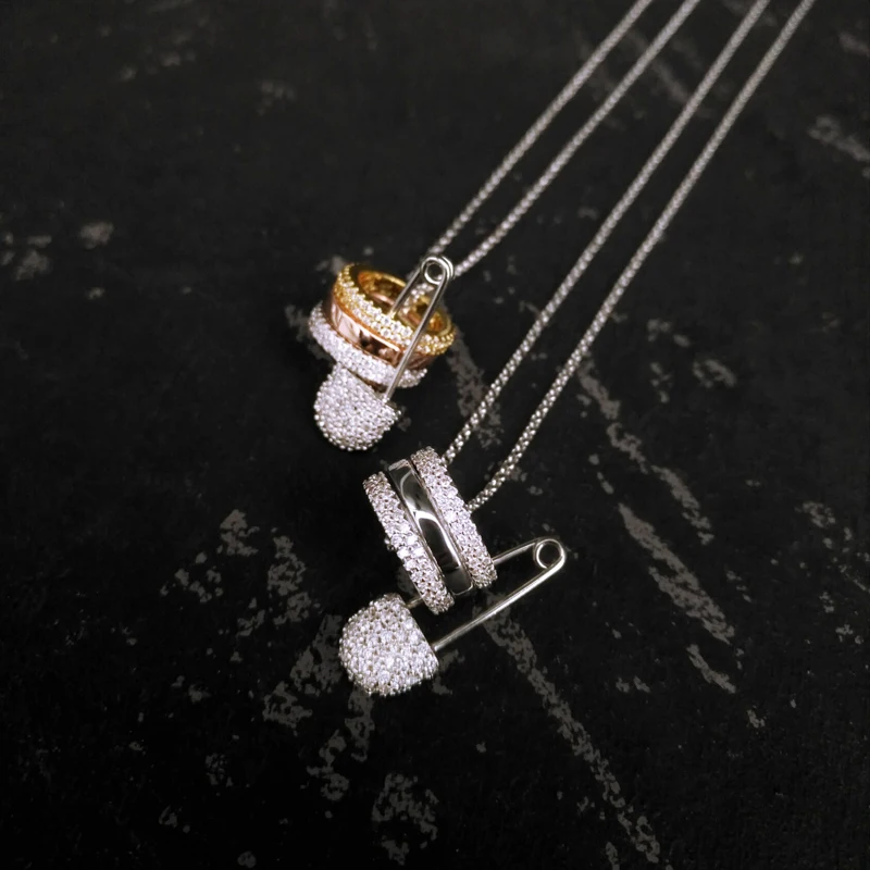 

925 Sterling Silver Adjustable Clavicle Necklace Pin Round Pendant Personality Trend Luxury Brand Charm Monaco Jewelry Gift