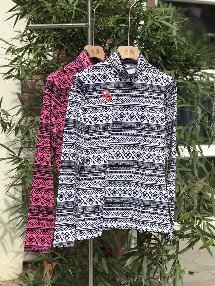 

2021 Spring/Autumn Women's Long Sleeve Brushed T-shirt Golf Clothing Ladies' High-neck Quick-drying Bottoming Shirt Golf Top