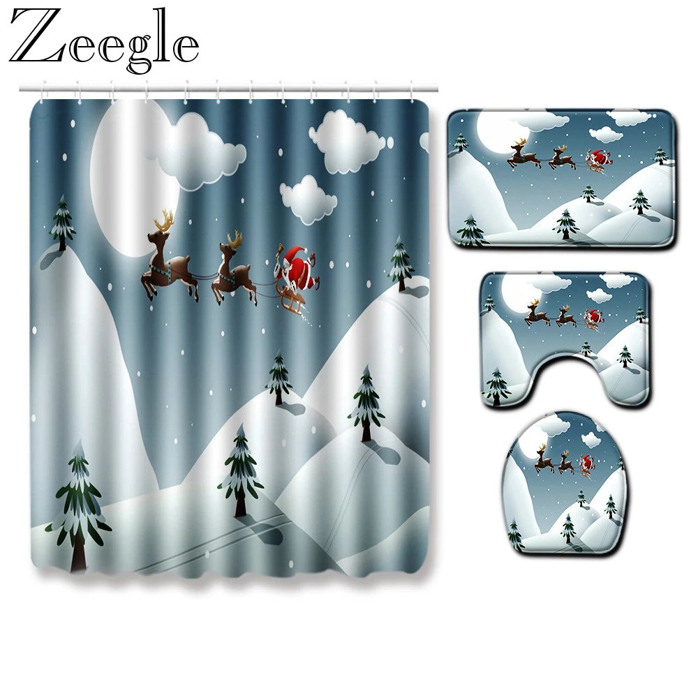 Zeegle Водонепроницаемая занавеска для душа Рождественская ванной