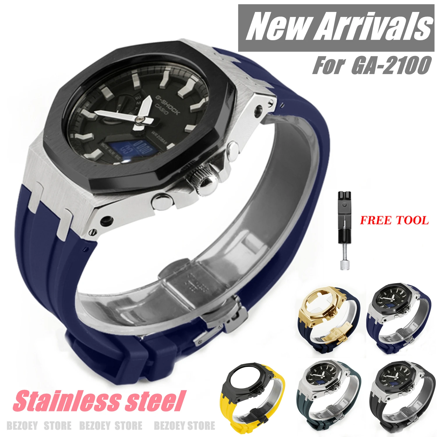 

4th Generation Metal Diy Watch Case for Ga2100 Watch Strap Watchband for Ga-2100 Watch Bracelet Wristwatch Bezel Band MOD ACC