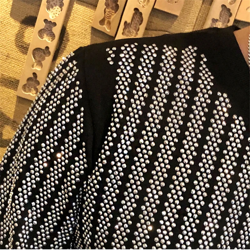 

High-Quality Autumn And Winter New Heavy Craft Hot Drilling Hoodie Men's Slim Pullover