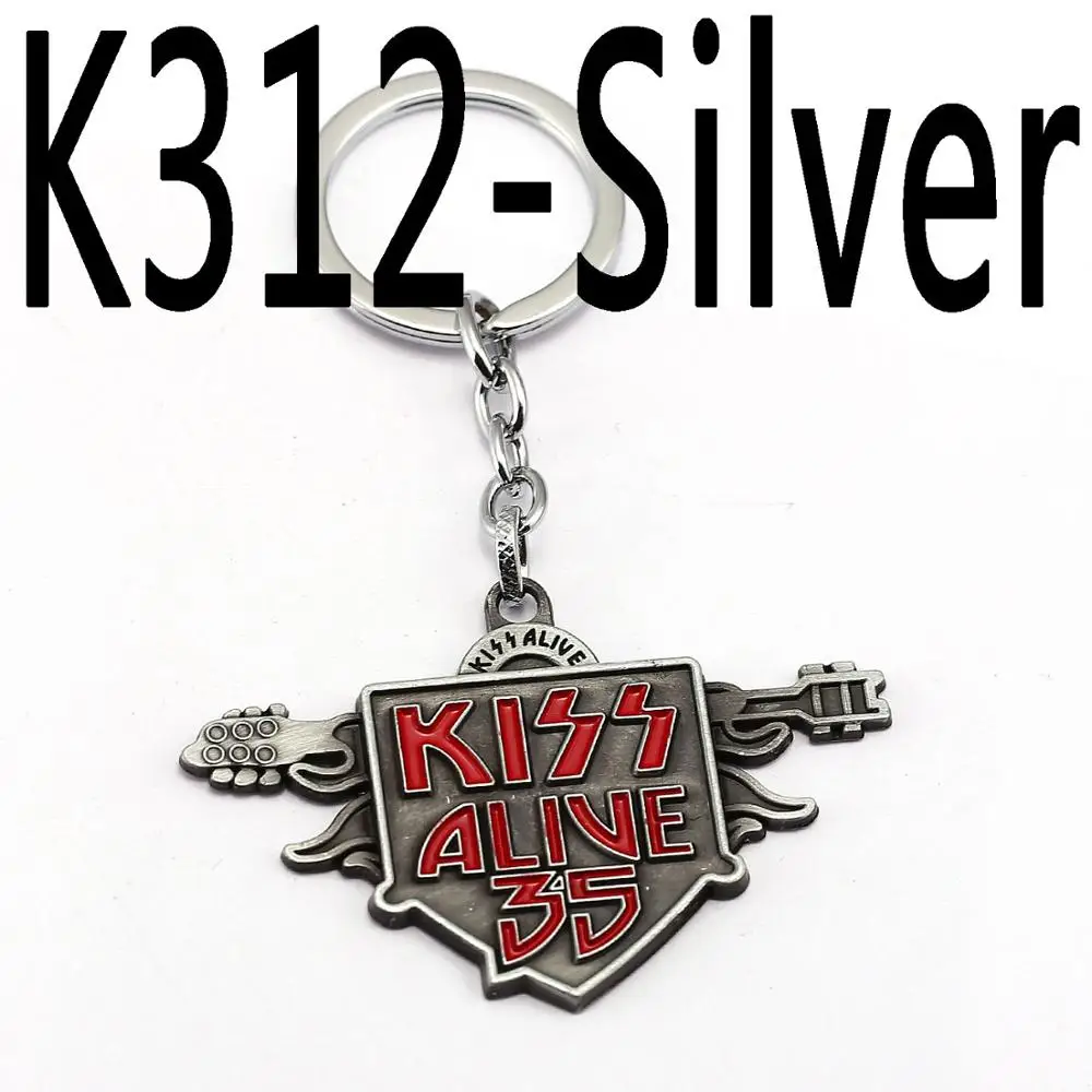 SILVER 4 цвета классический американский рок-группа marks Kiss Alive 35 Буквенный логотип брелок держатель подвеска чавейру ювелирные изделия для фанатов - Цвет: SILVER