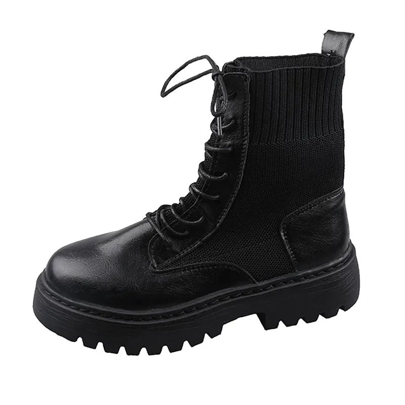 

Martin Boots Female British Wind Network Red Thin Shoes Knit High Thick Platform Shoes Women Spring And Autumn Single Boots