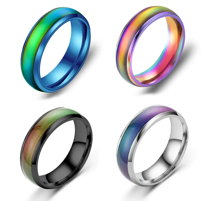 Изменить настроение кольцо чувства эмоции сменные 6 мм Ширина Нержавеющая сталь