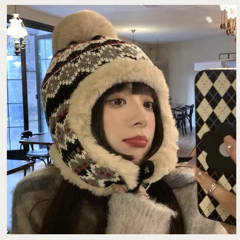 

Winter Wool Hat Children Thickened Warm Riding Ear Protection Cold Proof Lei Feng Hat Tide Women's Men's Hats Caps Apparel