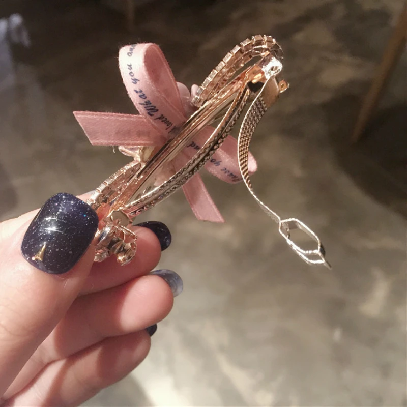 6 цветов новинка Женская жемчужная лента Шелковый бант цветок заколка для волос с