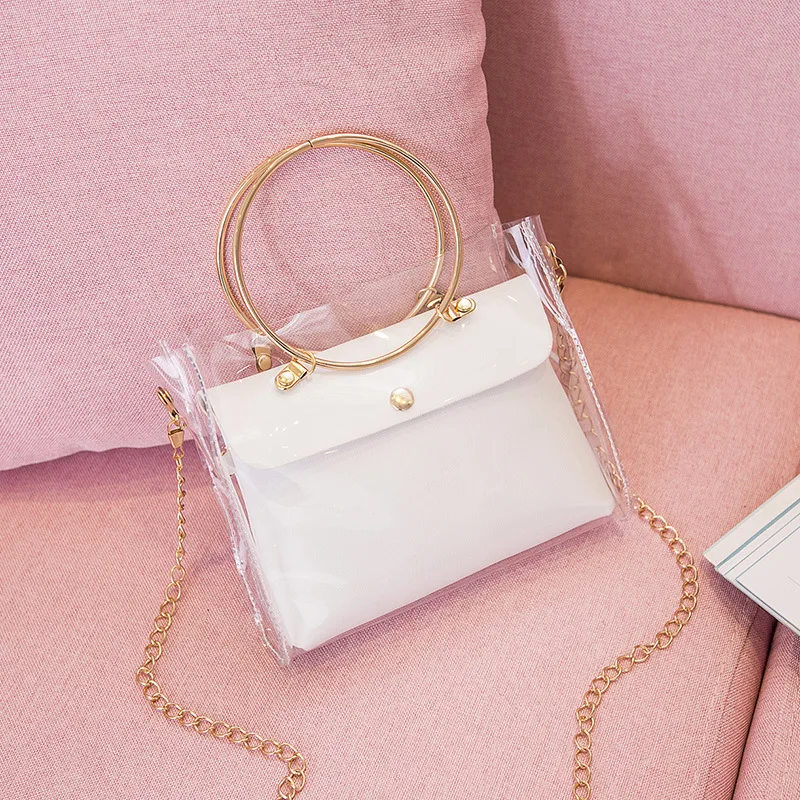 

Роскошная дизайнерская дамская сумочка 2021, прозрачная сумка-мешок, прозрачная маленькая Наплечная сумочка из ПВХ-Желе, женские сумки-мессе...