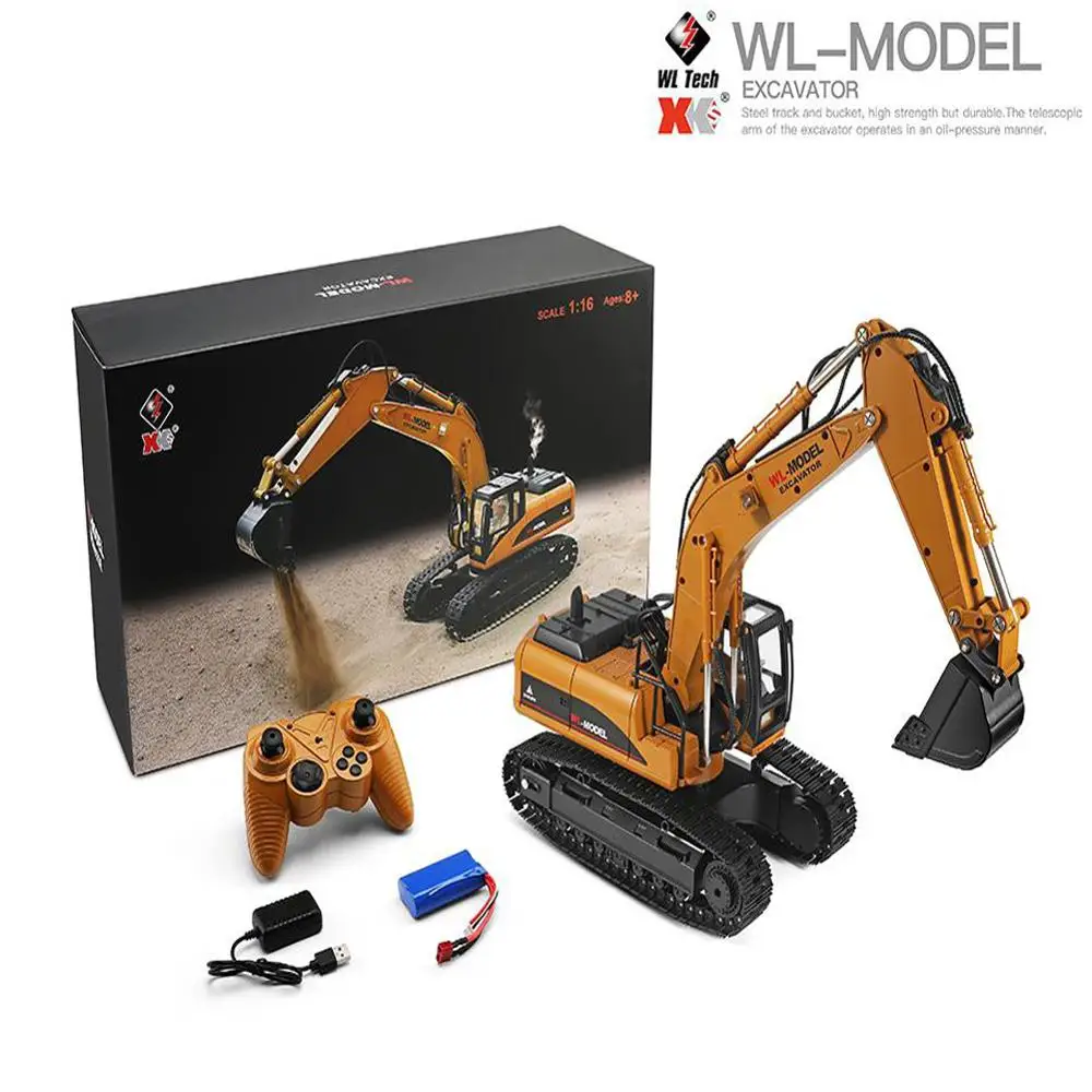 

WLtoys 16800 1/16 2.4G Excavator RC Car Toys Styling 23 Channel Road Construction All Metal Truck Autos With LED Light Smoke