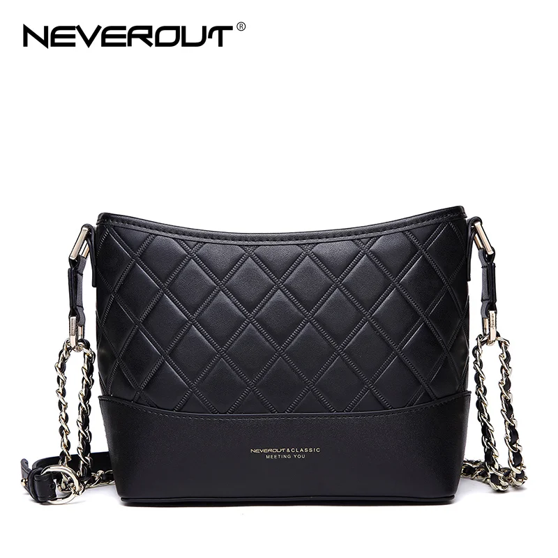 Женская сумка мессенджер NEVEROUT черная/розовая через плечо из спилка высокого