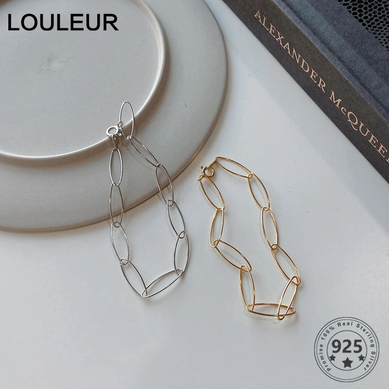 Женский минималистичный браслет цепочка LouLeur ювелирное изделие из стерлингового