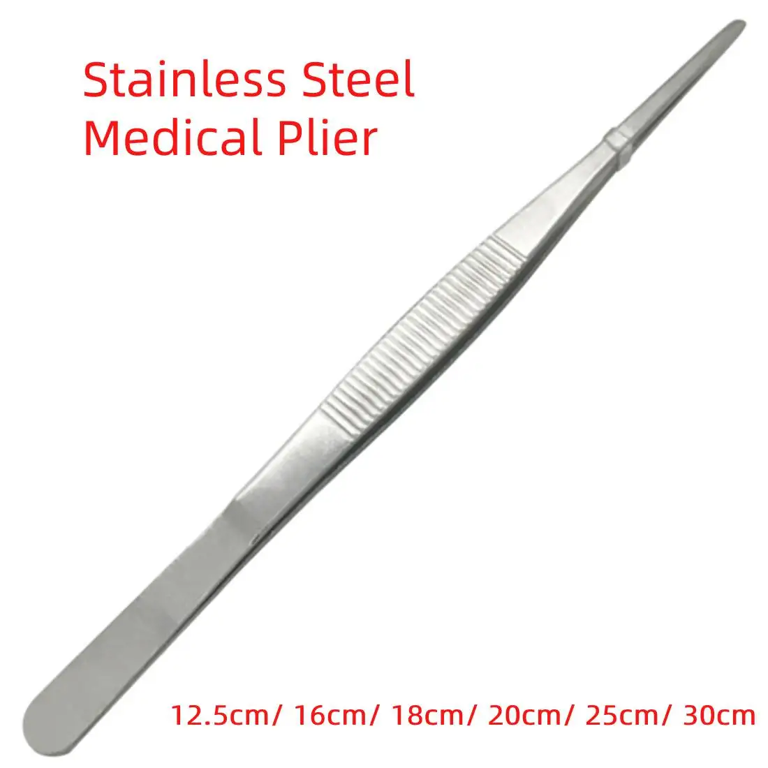 

Stainless Steel 12.5cm-30cm Toothed Tweezers Barbecue Long Food Tongs Straight Home Medical Tweezers Garden Kitchen BBQ Tool