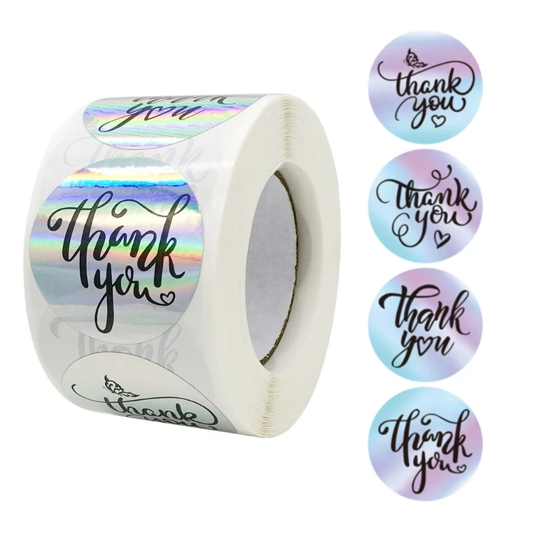 

500pcs Rainbow Thank You Stickers Handmade Round Seal Labels for Candy Gift Box Packing Bag Wedding Thanks Stickers