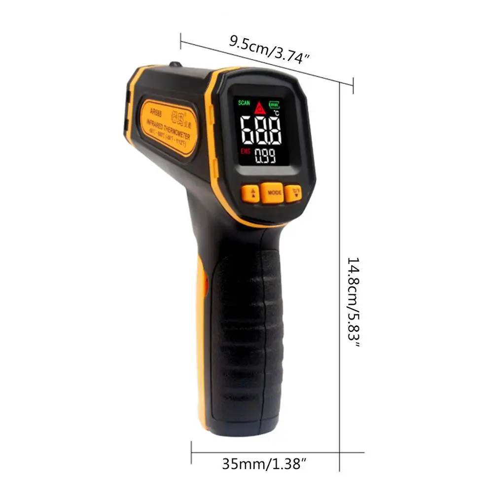 Инфракрасный термометр с цветным цифровым дисплеем Бесконтактный ИК 13 Лазерный