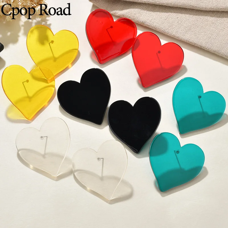 Cpop новые трендовые акриловые серьги модные однотонные в виде сердца милые