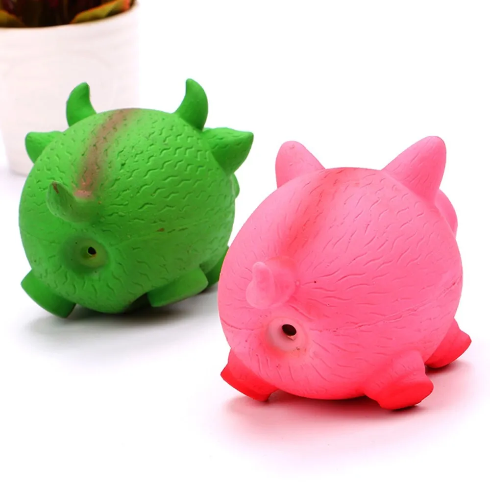 Милые игрушки для собак, розовая/зеленая кричащая латексная свинья/корова, игрушки для домашних животных, пищащие жевательные подарки, забавные товары для домашних животных 7X7 см, модные аксессуары для домашних животных