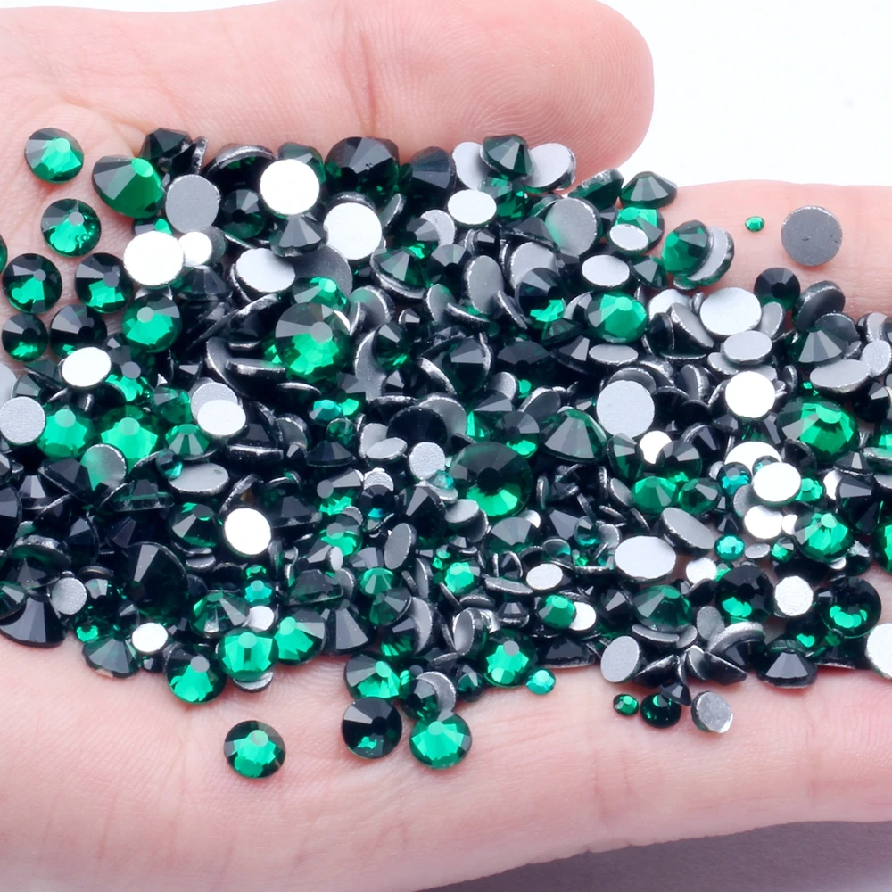 Emerald Non Hotfix Glass Rhinestones SS3-SS34 And Mixed Sizes Flatback Glue On Strass Diamonds DIY Crafts Garments Accessories | Красота и
