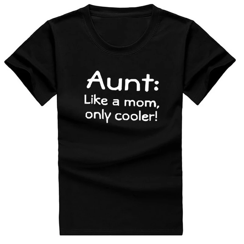 Футболка из хлопка с надписью Тетя как мама и круглым вырезом | Женская одежда