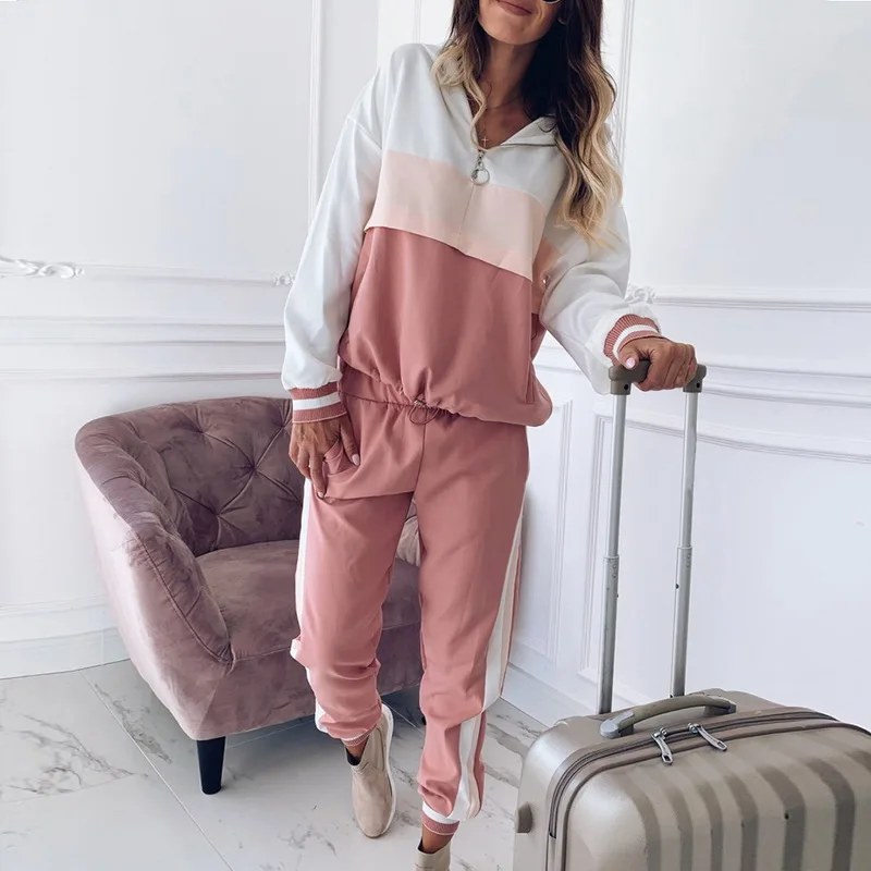 Женский Повседневный Спортивный костюм в стиле пэчворк комплекты спортивной