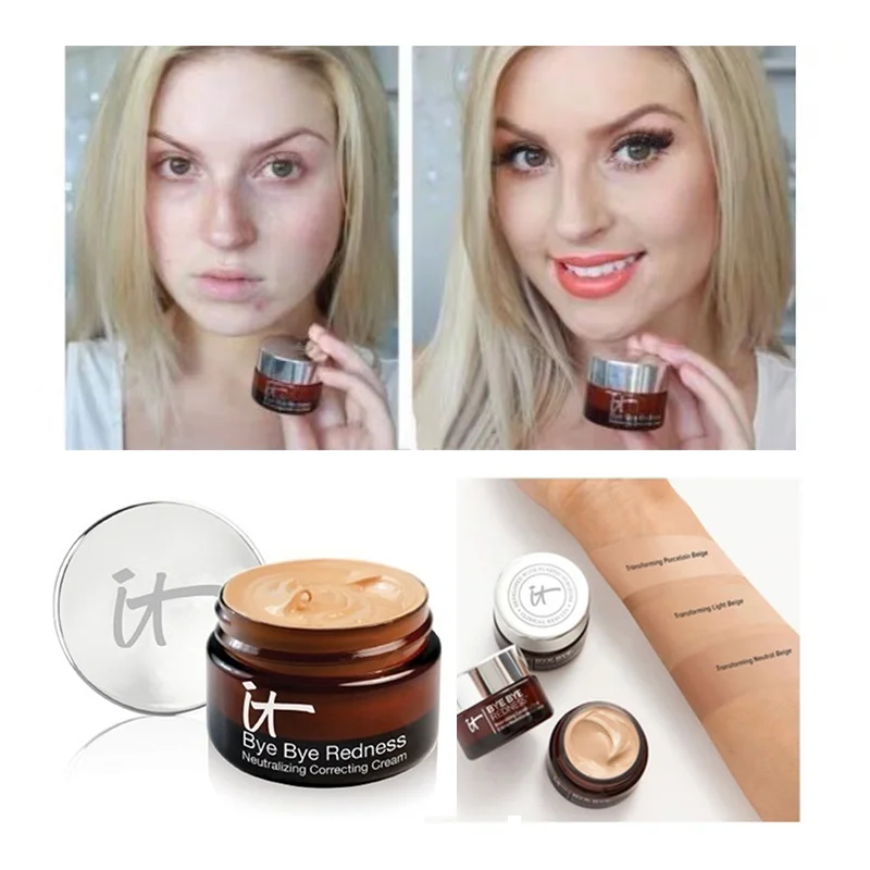 

BYE BYE Under Redness Face Concealer Cream Make Up Base Long Lasting Makeup Foundation Corrector It Cosmetics It Skin