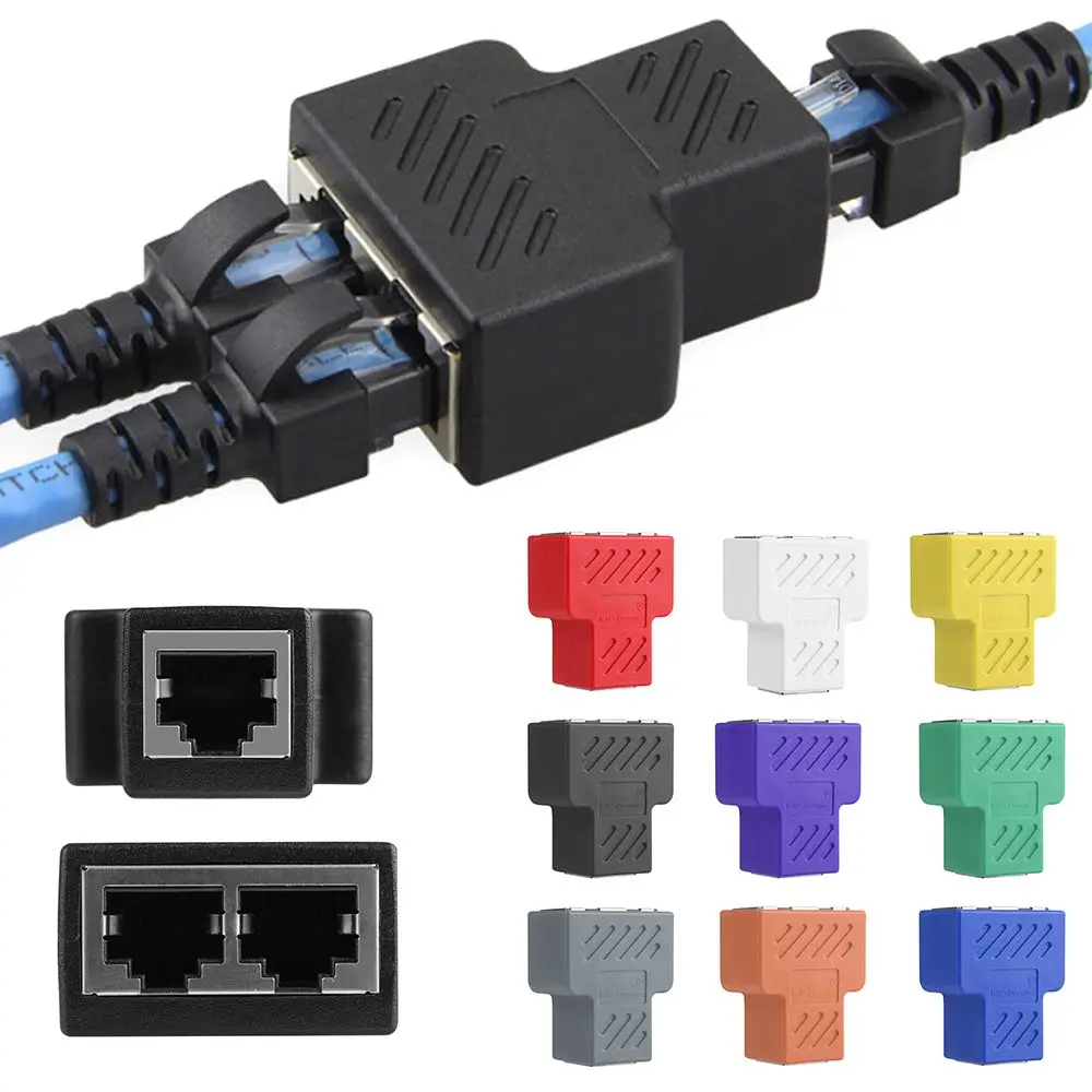 1 to 2 Ways LAN Extender Plug Tee Ethernet Network Cable RJ45 Splitter Adapter Connector 8P8C CAT6 Computer Cables | Компьютеры и офис
