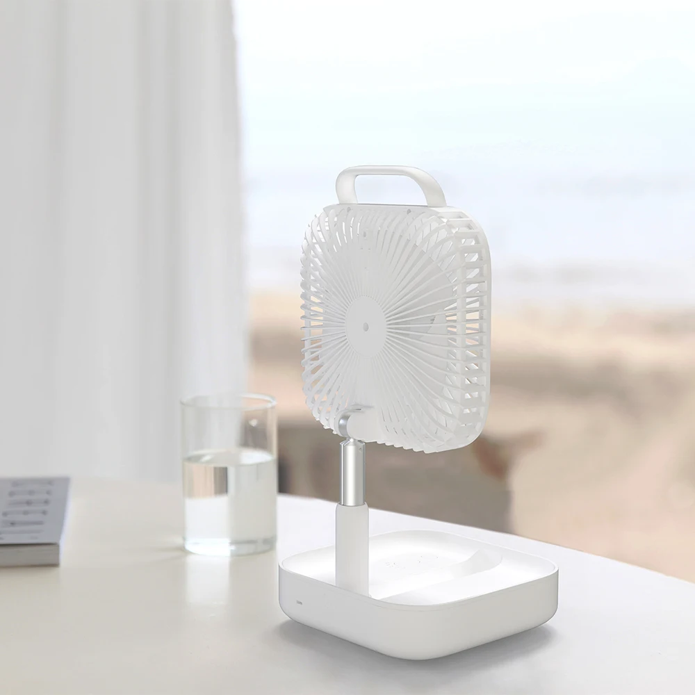 

Portable Folding Desk Fan USB Rechargeable Telescopic Rotatable Electric Fan with 4 Speed Mode for Home School Office Travel