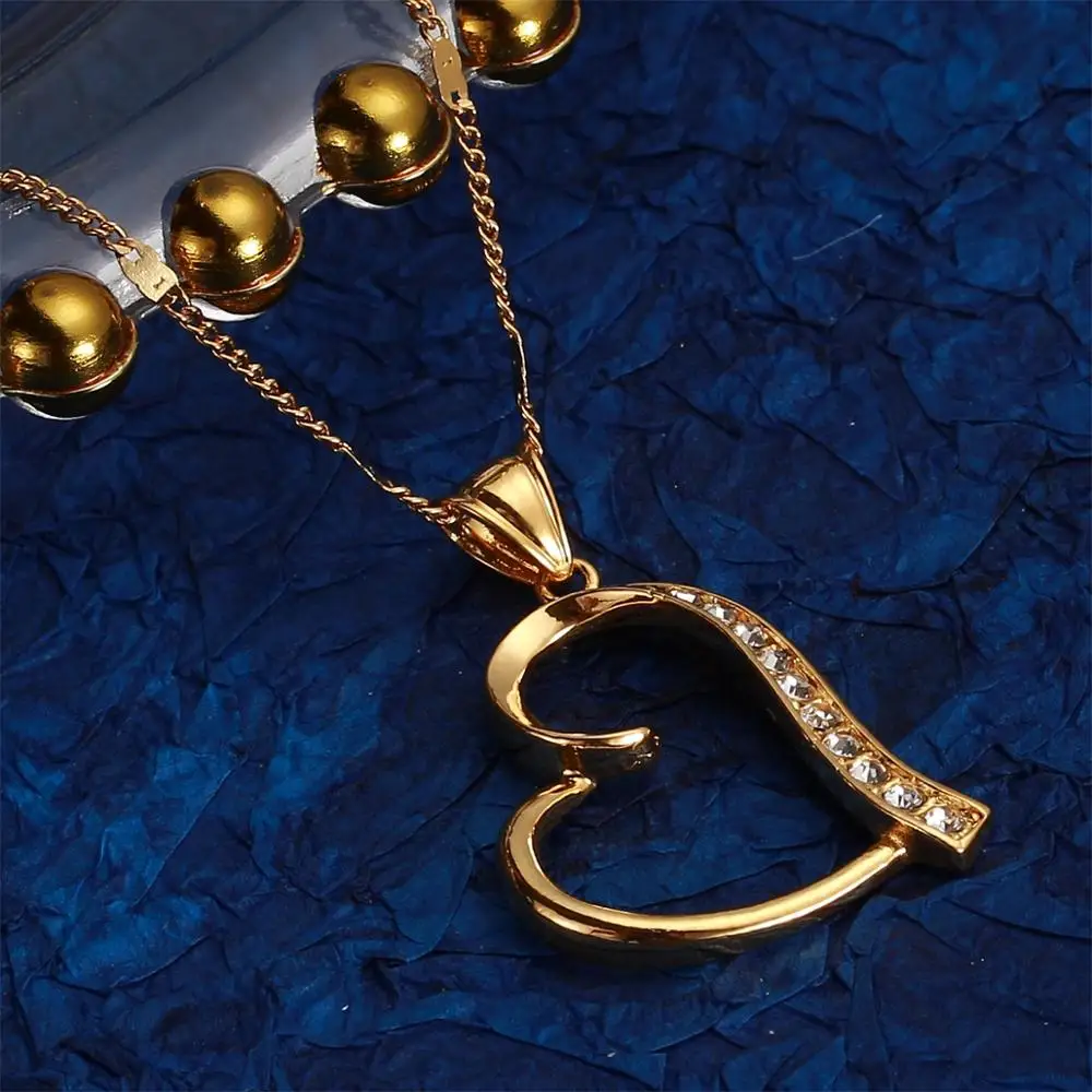 Модная Милая подвеска стразы золотой кулон в форме сердца фотоподарок |