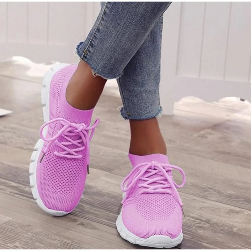 

Women Sneakers Slip On Mesh Light Breathable Shoes Woman Walking Platform Comfortable Casual Fashion Female Lace Up Non Slip New