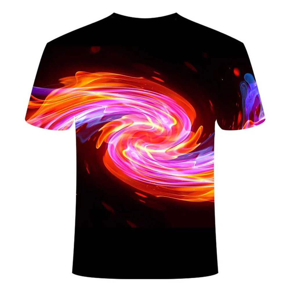 

2021 new flame men's T-shirt summer fashion short-sleeved 3D round neck top smoky element shirt trendy male T-shirt