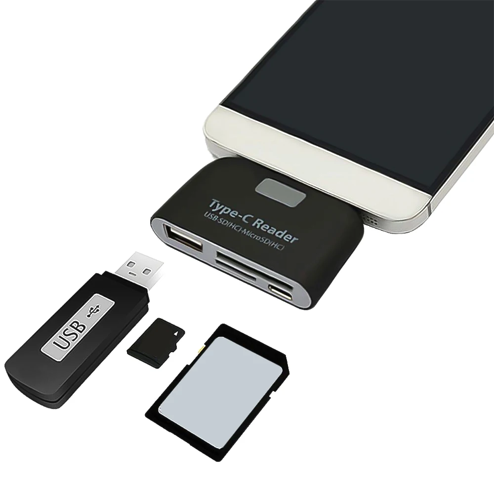 Kebidu многофункциональный адаптер карт памяти USB 3,1 Тип C USB-C TF SD карты OTG кард-ридер для Mac-Книга телефон планшет считыватели карт