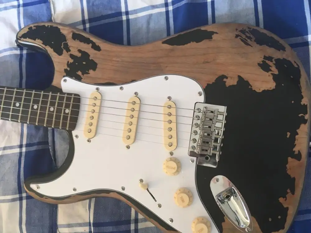 Левосторонняя электрогитара ручной работы relic guitar Ash body custom body старая аппаратная гитара