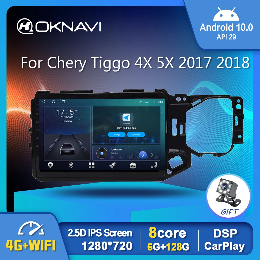 

Newest Android 10.0 Car Radio For Chery Tiggo 4X 5X 2017 2018 GPS Stereo Auto Player Carplay 6G 128G DSP 1280*720P No DVD 10"