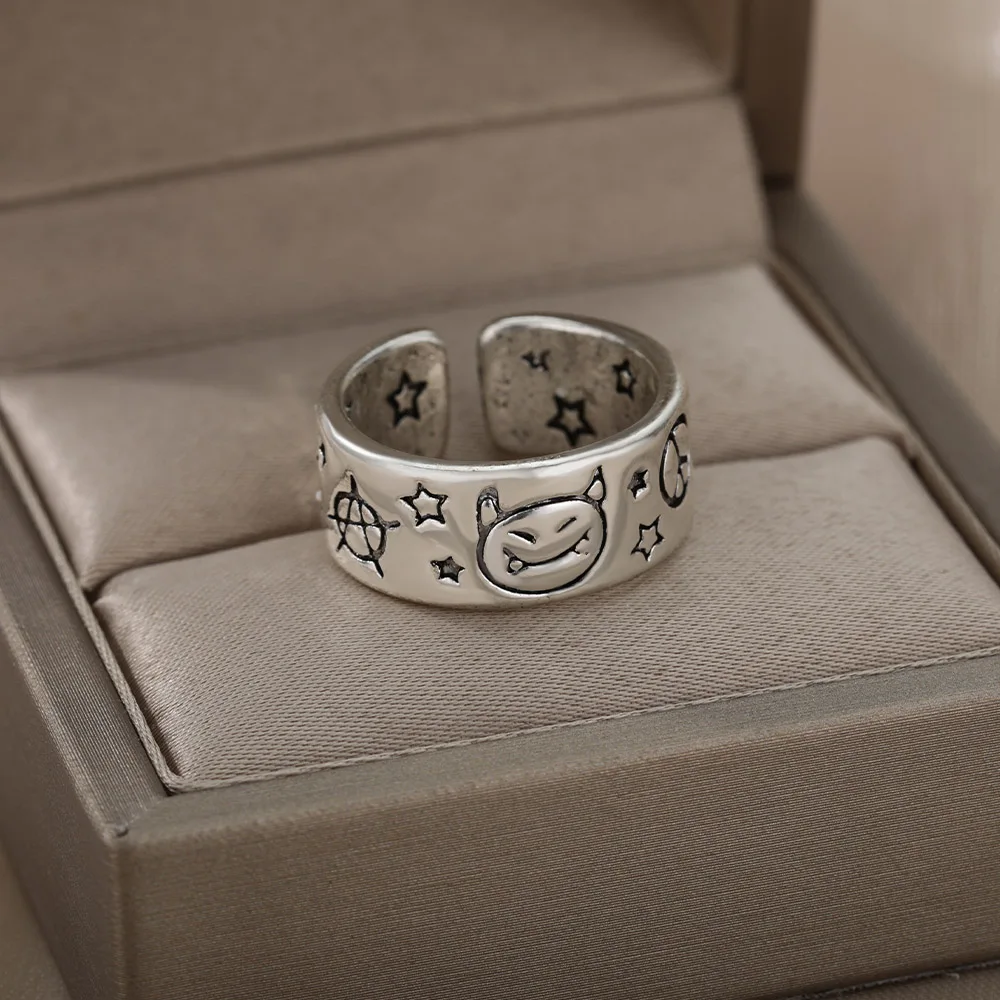 

Vintage Animal Open Rings For Women Silver Color Gothic Wedding Couple Ring Aesthetic Christmas Jewelry Gift anillos mujer 2021
