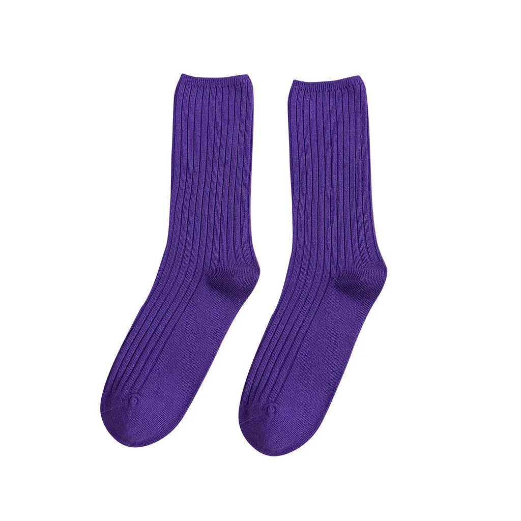 Dark Purple ISHOWTIENDA, партия из 5 пар Носки комплекты Для женщин Средний носки без пятки мягкие носки из хлопка однотонноные Цвет теплые носки для зимы Gh6 - Цвет: Dark Purple