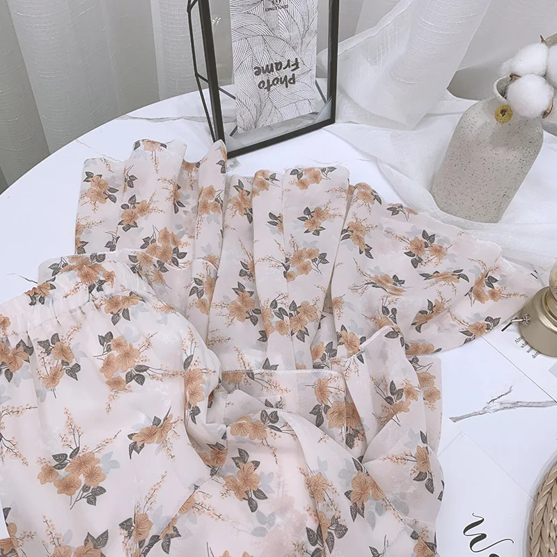 

Irregular Flounced Chiffon Skirt Women 2021 Spring New High Waist Slimming Mid-Length Skirt Fashion Floral Print Swing Dress