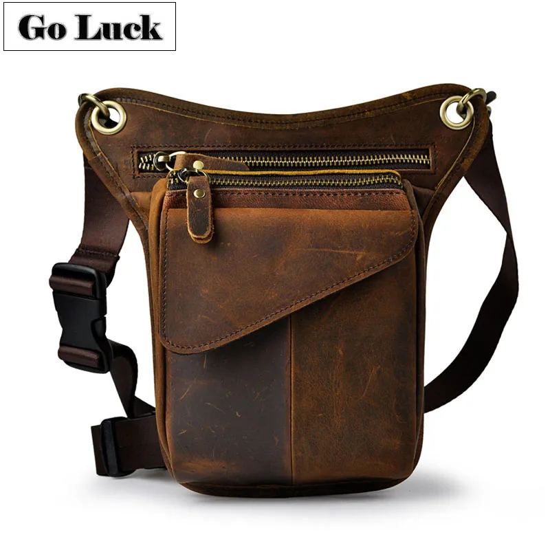 Многофункциональная Мужская поясная Сумка GO LUCK из натуральной кожи набор