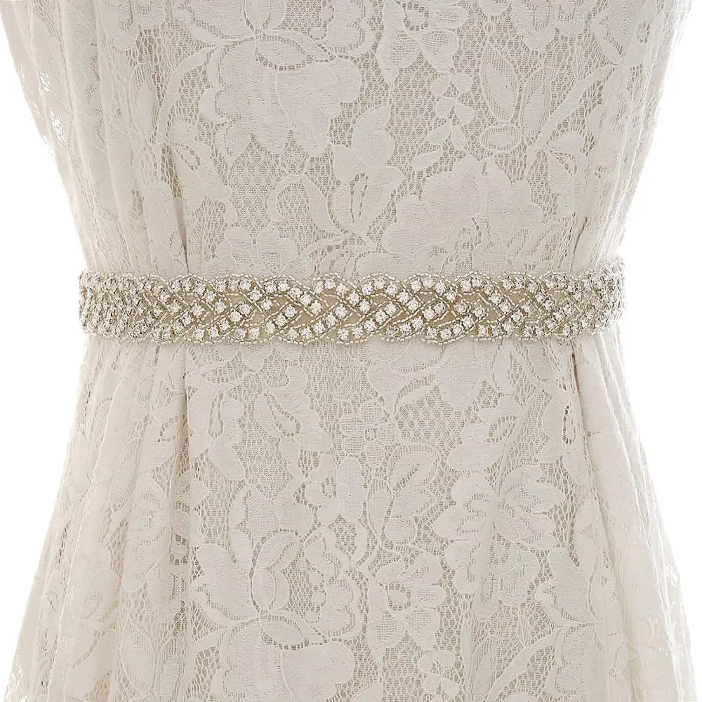 Стразы пояс для невесты на руку девочек свадебный ручной работы серебряный со