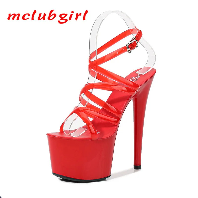 

Mclubgirl 2021 Summer Patent Leather Sandals Special High Heels Fine Sexy Black Platform Heels Ultra-High Sandals for women LFD