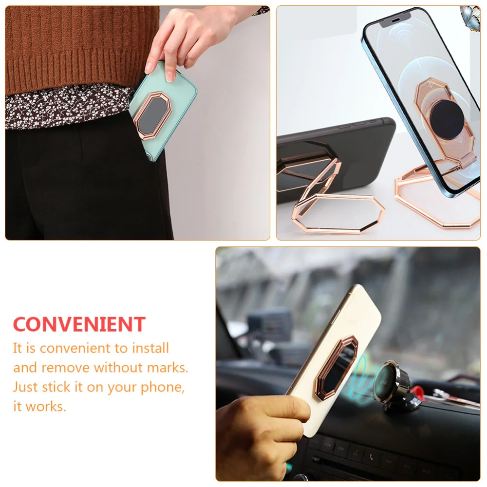 

1Pc Folding Car Phone Stand Zinc Alloy Phone Ring Desk Phone Stand (Rose Gold)
