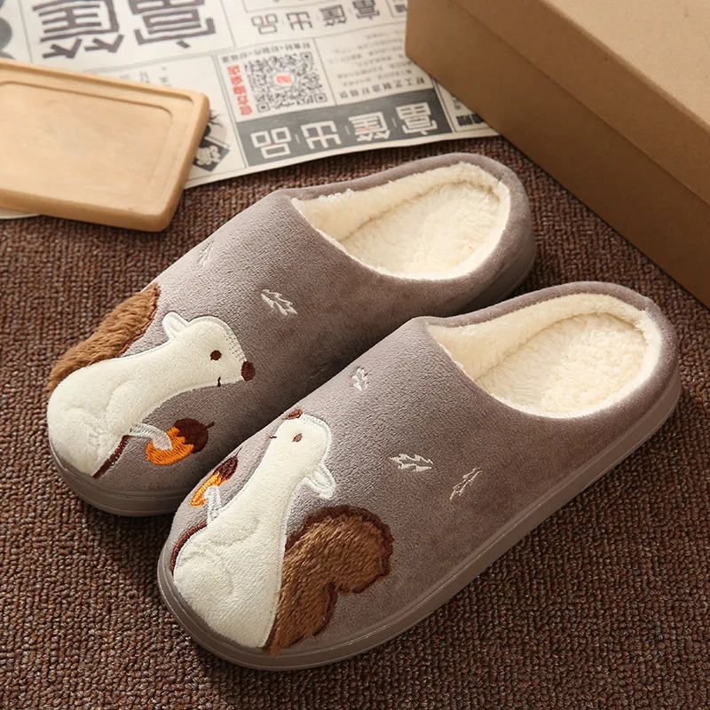 Cute Squirrel Women Winter Home Slippers Cartoon Animal Soft Warm House Shoes Memory Foam Girl Boys Indoor | Обувь