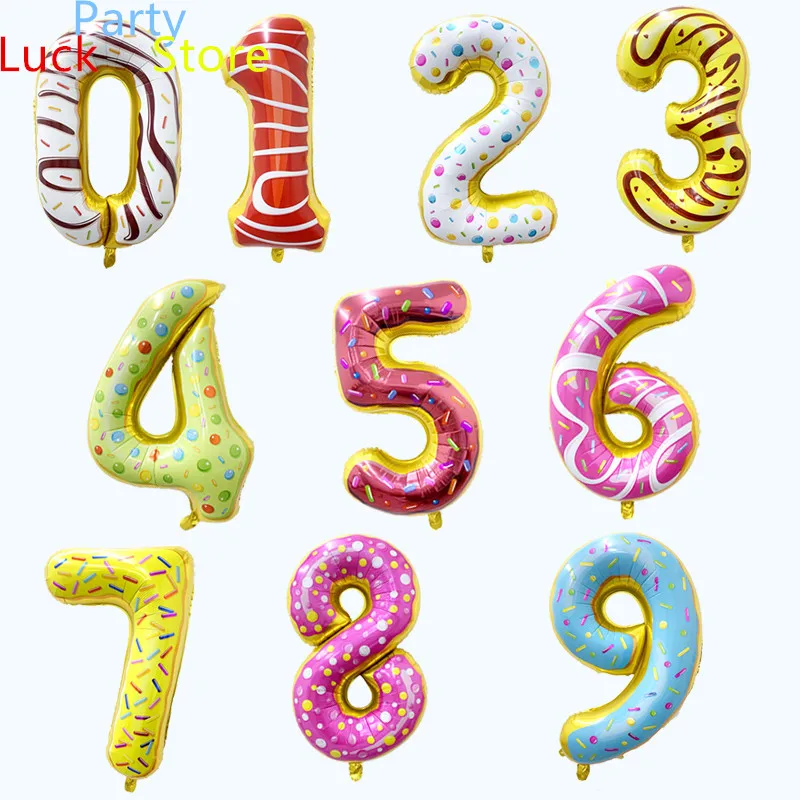 

10 PCS Ice cream 0-9 Number Foil Balloons Digit Helium Ballons Birthday Party Wedding Decor Air Baloons Event Party Supplies
