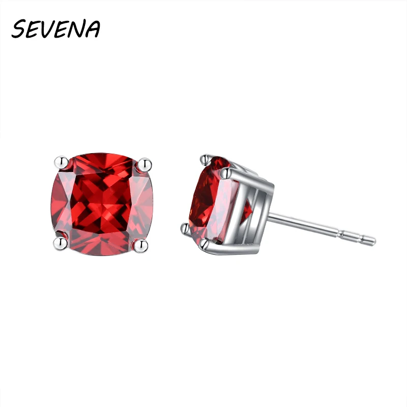 SEVENA маленькие серьги кубический циркон красный Главный камень модные роскошные