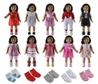 Новинка, 10 комплектов кукольной одежды + 5 пар носков для американской куклы 18 дюймов