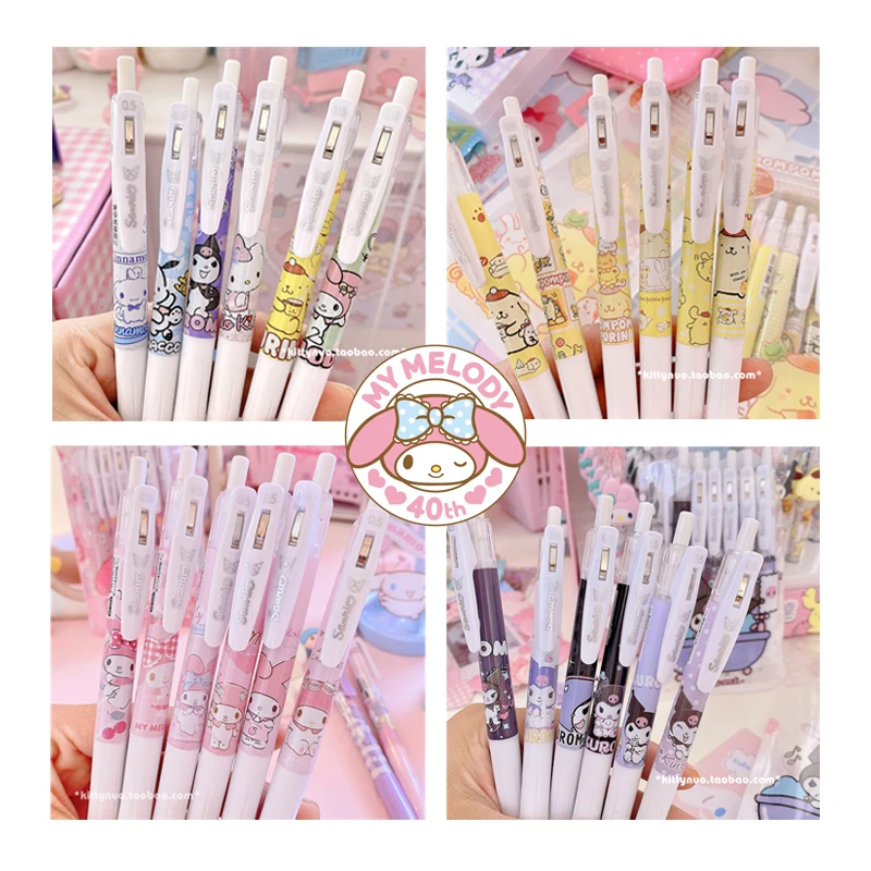 

Кавайная нейтральная ручка в наборе My Melody Kuromi Cinnamoroll Purin Dog Аниме фигурки мультяшная ручка для подписи черная ручка 0,5 мм Обучающие подарки