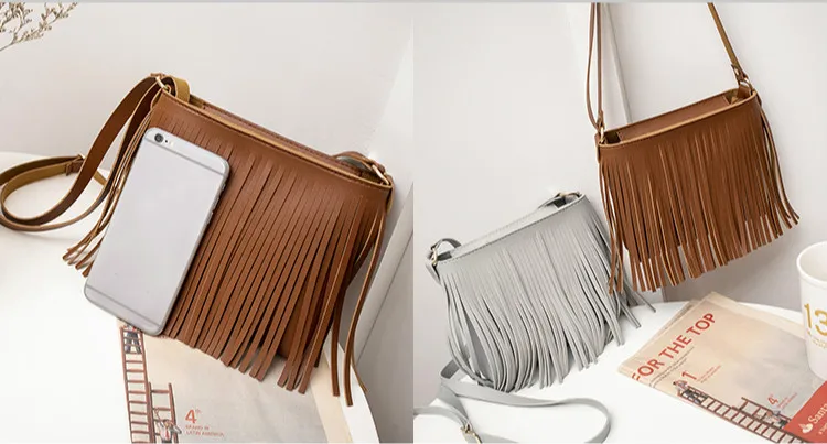 Fashion New Casual Girls Ladies Hot Sales Women's Bags Shoulder Purse New Product Messenger Tassel Mobile Phone Bag